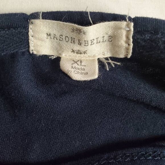 Mason & Belle Women’s Blouse XL Navy Blue Floral Print Short Sleeve Top - Picture 5 of 7